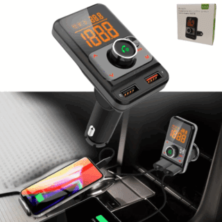 Sintonizador / Emisor Radio FM Bluetooth Con 2 USB 4A / Auxiliar 3.5mm / MicroSD