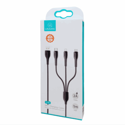 Cable de Carga U38 3 en 1 66W USB micro / Tipo C / Lightning 1M Negro USAMS - SJ374