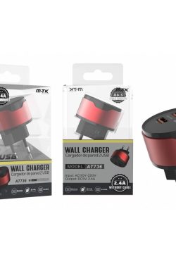 AT736 Cargador Standard USB 2 4A 2 USB Sin Cable Rojo