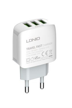 A3312 Cargador Pared 2.4A 3 USB Micro Blanco LDNIO