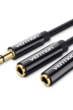 Auxiliar 2*3 5 mm macho a 4 polos 3,5 mm hembra de 0,3M tipo ABS Negro Vention