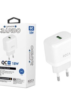 Cargador Rápido ROCA QC3.0 18W 1 USB Sin Cable (RC-TC-C4)
