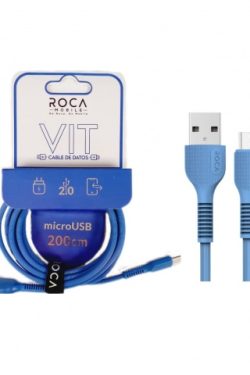 Cable de Datos ROCA VIT USB a microUSB 2 metros 2.4A Azul