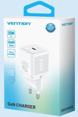 Cargador de Pared USB-C GaN 20W / Negro  Vention