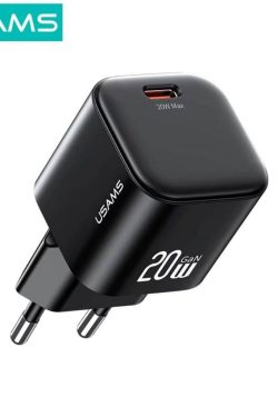 Cargador Pared 20W USB C GaN Carga Rápida Negro CC260 USAMS