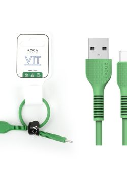 Cable de Datos ROCA VIT USB A a USB C 20cm 2.4A Verde