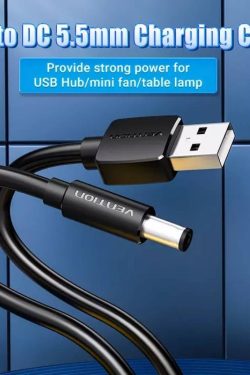 Cable USB-A a DC 5.5 mm 1M Negro
